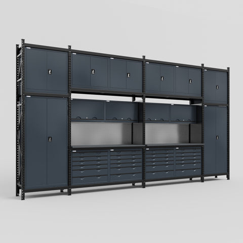 M1221 Modular Work Bench - H3100mm x W5700mm | Laminate WBT | Dark Grey