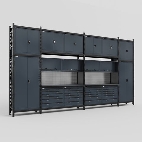 M1221 Modular Work Bench - H3100mm x W5700mm | Laminate WBT | Dark Grey