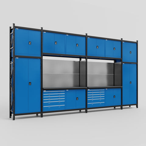 M1221-3C Modular Work Bench - H3100mm x W5700mm | Laminate WBT | Blue