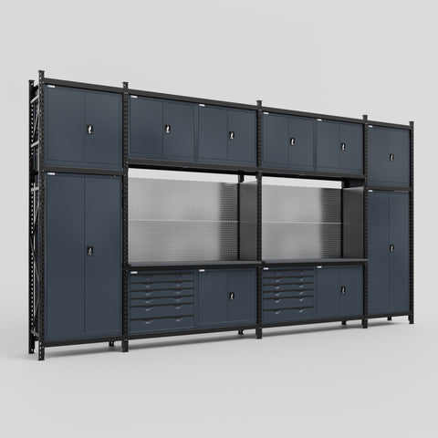M1221-3C Modular Work Bench - H3100mm x W5700mm | Laminate WBT | Dark Grey