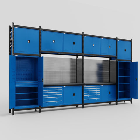 M1221-3C Modular Work Bench - H3100mm x W5700mm | Laminate WBT | Blue