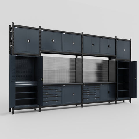 M1221-3C Modular Work Bench - H3100mm x W5700mm | Laminate WBT | Dark Grey