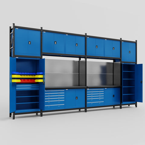 M1221-3C Modular Work Bench - H3100mm x W5700mm | Laminate WBT | Blue