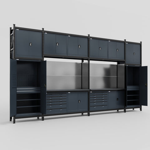 M1221-3C Modular Work Bench - H3100mm x W5700mm | Laminate WBT | Dark Grey
