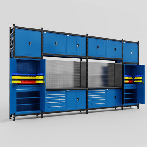 M1221-3C Modular Work Bench - H3100mm x W5700mm | Laminate WBT | Blue