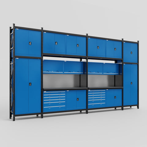 M1221-3C Modular Work Bench - H3100mm x W5700mm | Laminate WBT | Blue