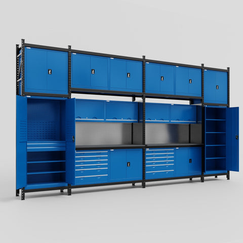 M1221-3C Modular Work Bench - H3100mm x W5700mm | Laminate WBT | Blue