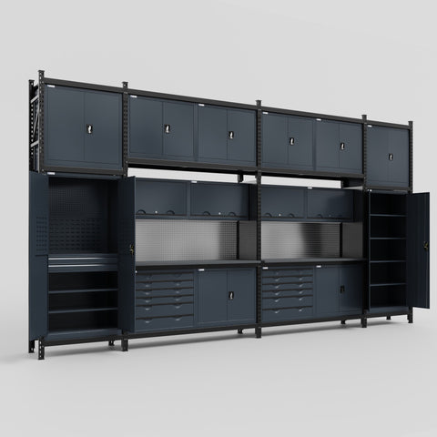 M1221-3C Modular Work Bench - H3100mm x W5700mm | Laminate WBT | Dark Grey
