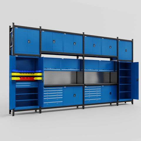 M1221-3C Modular Work Bench - H3100mm x W5700mm | Laminate WBT | Blue