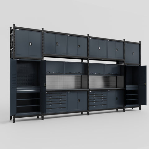 M1221-3C Modular Work Bench - H3100mm x W5700mm | Laminate WBT | Dark Grey