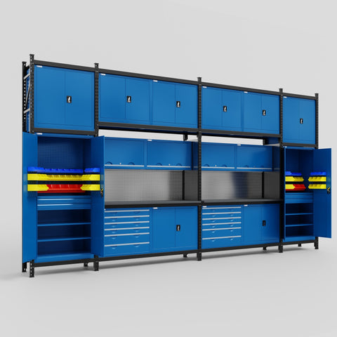 M1221-3C Modular Work Bench - H3100mm x W5700mm | Laminate WBT | Blue