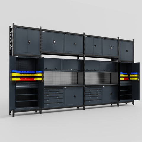 M1221-3C Modular Work Bench - H3100mm x W5700mm | Laminate WBT | Dark Grey
