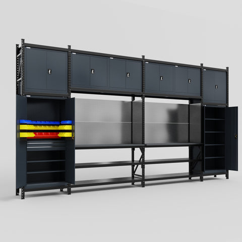 M1221 Modular Work Bench - H3100mm x W5700mm | Laminate WBT | Dark Grey