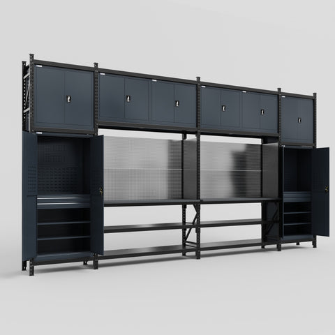 M1221 Modular Work Bench - H3100mm x W5700mm | Laminate WBT | Dark Grey