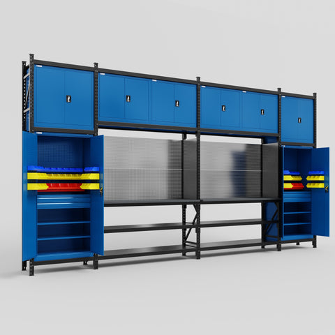 M1221 Modular Work Bench - H3100mm x W5700mm | Laminate WBT | Blue