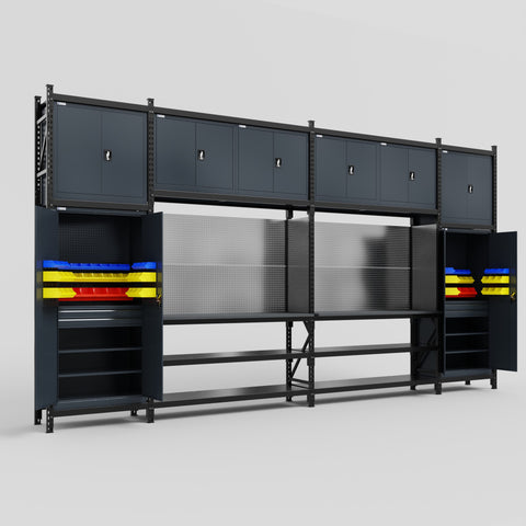 M1221 Modular Work Bench - H3100mm x W5700mm | Laminate WBT | Dark Grey