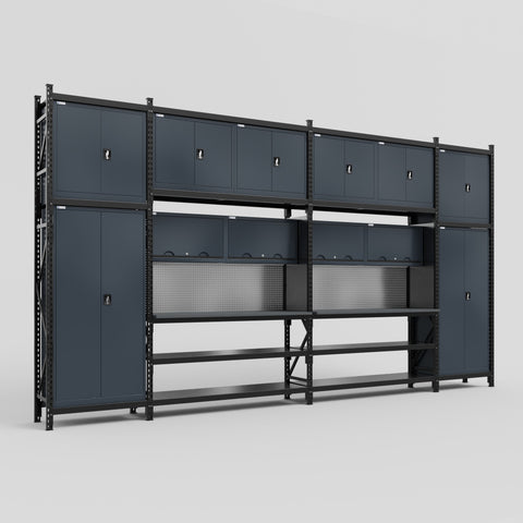 M1221 Modular Work Bench - H3100mm x W5700mm | Laminate WBT | Dark Grey