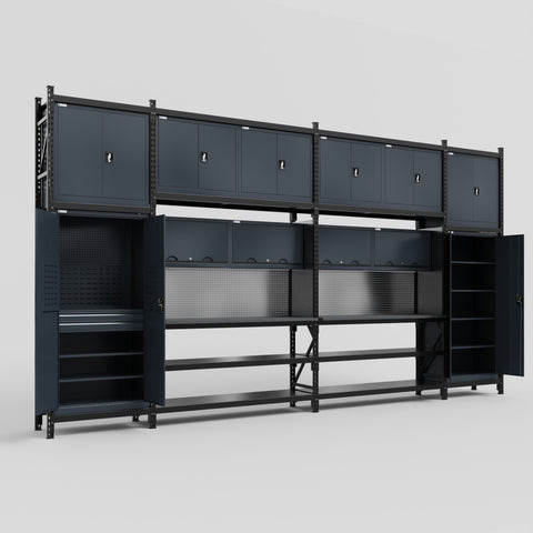 M1221 Modular Work Bench - H3100mm x W5700mm | Laminate WBT | Dark Grey