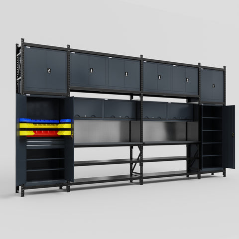 M1221 Modular Work Bench - H3100mm x W5700mm | Laminate WBT | Dark Grey