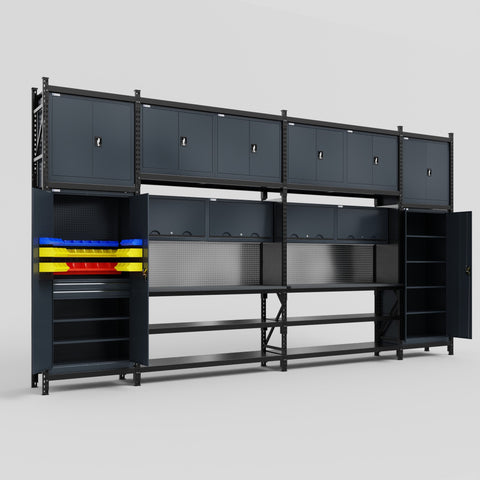 M1221 Modular Work Bench - H3100mm x W5700mm | Laminate WBT | Dark Grey