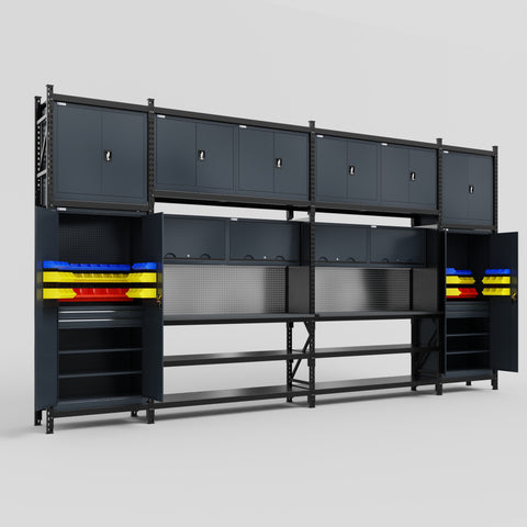 M1221 Modular Work Bench - H3100mm x W5700mm | Laminate WBT | Dark Grey
