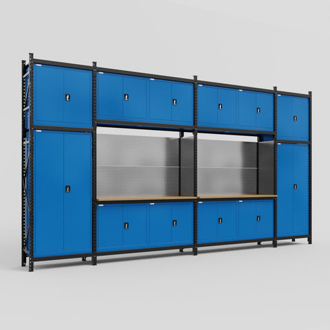 M1221 Modular Work Bench - H3100mm x W5700mm | MDF WBT | Blue