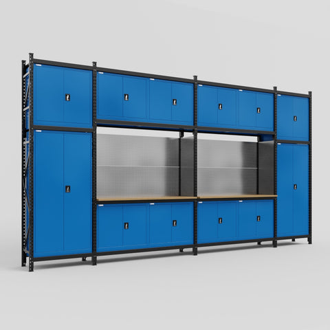M1221 Modular Work Bench - H3100mm x W5700mm | MDF WBT | Blue