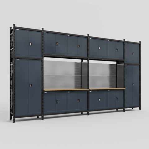 M1221 Modular Work Bench - H3100mm x W5700mm | MDF WBT | Dark Grey