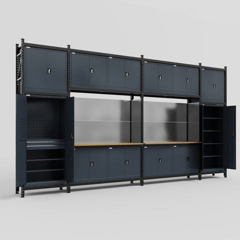 M1221 Modular Work Bench - H3100mm x W5700mm | MDF WBT | Dark Grey