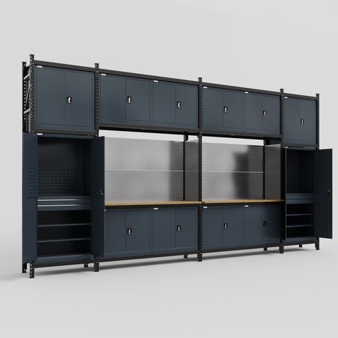 M1221 Modular Work Bench - H3100mm x W5700mm | MDF WBT | Dark Grey