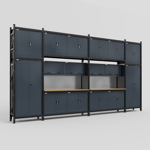 M1221 Modular Work Bench - H3100mm x W5700mm | MDF WBT | Dark Grey