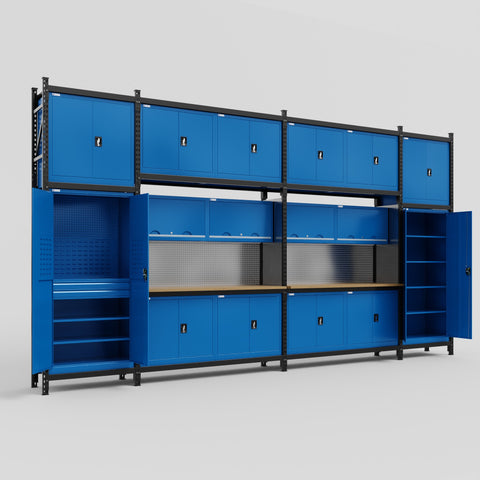 M1221 Modular Work Bench - H3100mm x W5700mm | MDF WBT | Blue