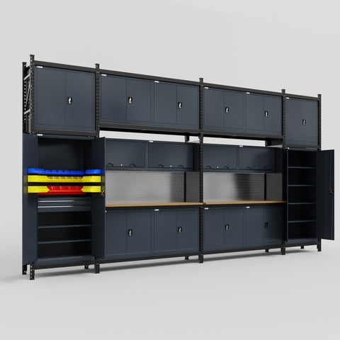 M1221 Modular Work Bench - H3100mm x W5700mm | MDF WBT | Dark Grey