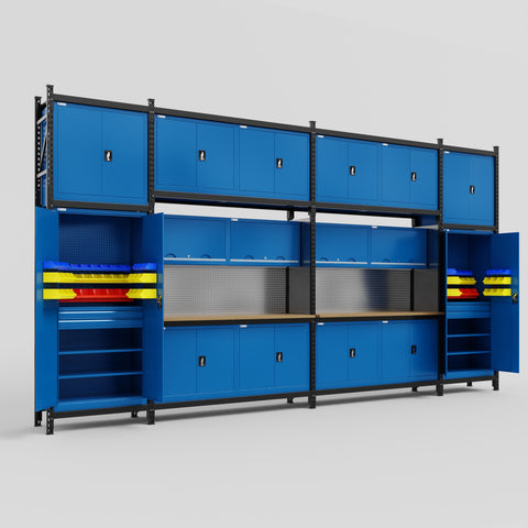 M1221 Modular Work Bench - H3100mm x W5700mm | MDF WBT | Blue