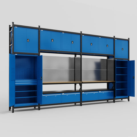 M1221 Modular Work Bench - H3100mm x W5700mm | MDF WBT | Blue