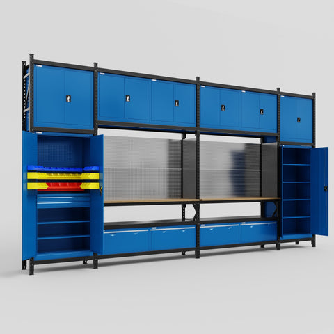 M1221 Modular Work Bench - H3100mm x W5700mm | MDF WBT | Blue