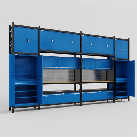 M1221 Modular Work Bench - H3100mm x W5700mm | MDF WBT | Blue