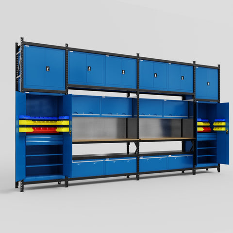 M1221 Modular Work Bench - H3100mm x W5700mm | MDF WBT | Blue