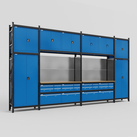 M1221 Modular Work Bench - H3100mm x W5700mm | MDF WBT | Blue