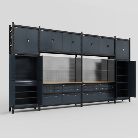 M1221 Modular Work Bench - H3100mm x W5700mm | MDF WBT | Dark Grey