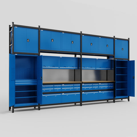 M1221 Modular Work Bench - H3100mm x W5700mm | MDF WBT | Blue