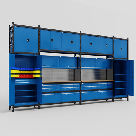 M1221 Modular Work Bench - H3100mm x W5700mm | MDF WBT | Blue