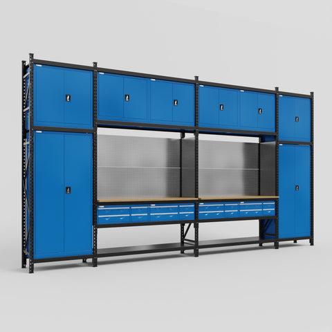 M1221 Modular Work Bench - H3100mm x W5700mm | MDF WBT | Blue