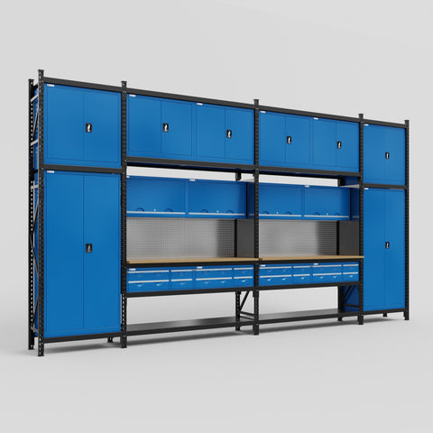 M1221 Modular Work Bench - H3100mm x W5700mm | MDF WBT | Blue