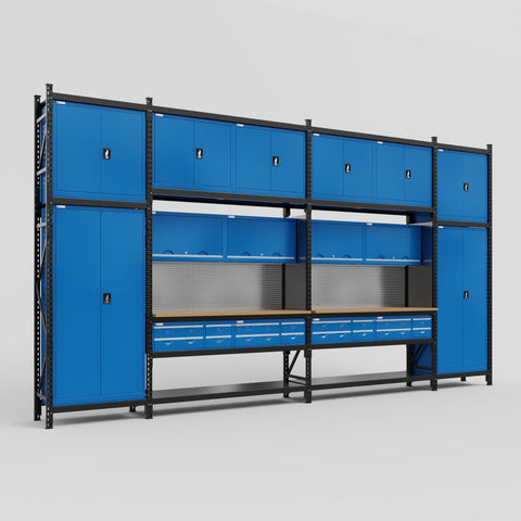 M1221 Modular Work Bench - H3100mm x W5700mm | MDF WBT | Blue