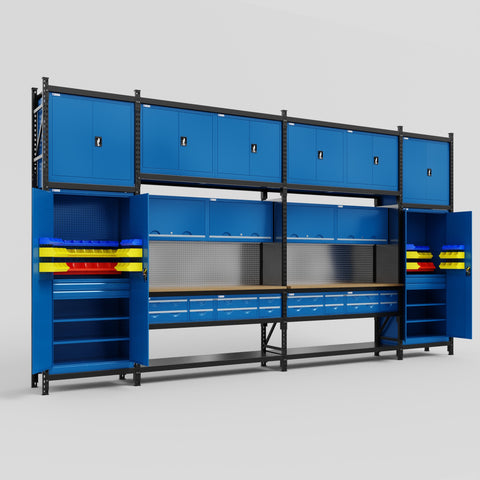 M1221 Modular Work Bench - H3100mm x W5700mm | MDF WBT | Blue