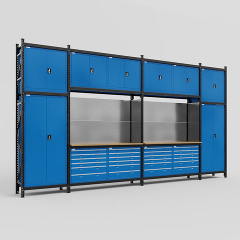 M1221 Modular Work Bench - H3100mm x W5700mm | MDF WBT | Blue