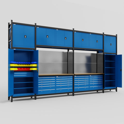 M1221 Modular Work Bench - H3100mm x W5700mm | MDF WBT | Blue