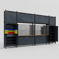 M1221 Modular Work Bench - H3100mm x W5700mm | MDF WBT | Dark Grey