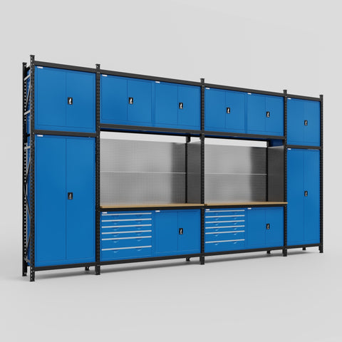 M1221-3C Modular Work Bench - H3100mm x W5700mm | MDF WBT | Blue